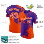 Personalized Orange Purple-White 3D Pattern Design Abstract Brush Stroke Performance T-Shirt Team Custom Name and Number