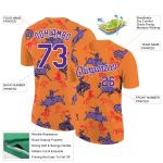 Personalized Orange Purple-White 3D Pattern Design Cowboy Rodeo Performance T-Shirt Team Custom Name and Number