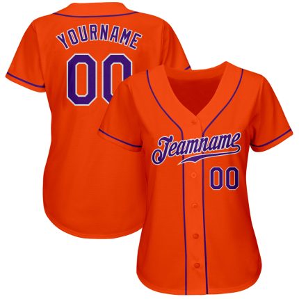 Personalized Orange Purple-White Authentic Baseball Jersey Team Custom Name and Number