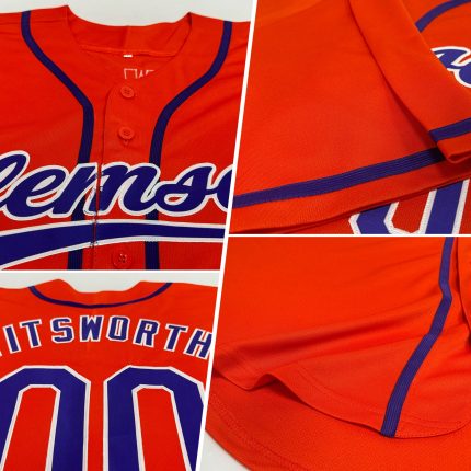 Personalized Orange Purple-White Authentic Baseball Jersey