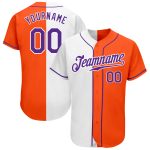 Personalized Orange Purple-White Authentic Split Fashion Baseball Jersey Team Custom Name and Number