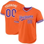 Personalized Orange Purple-White Authentic Throwback Baseball Jersey Team Custom Name and Number