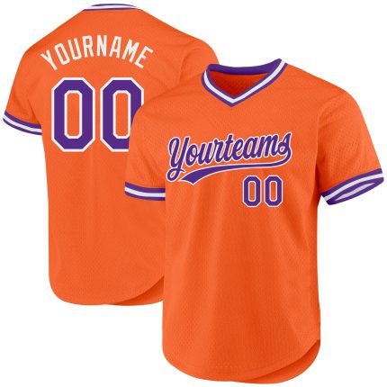 Personalized Orange Purple-White Authentic Throwback Baseball Jersey Team Custom Name and Number