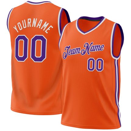 Personalized Orange Purple-White Authentic Throwback Basketball Jersey