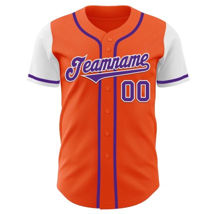 Personalized Orange Purple-White Authentic Two Tone Baseball Jersey Team Custom Name and Number