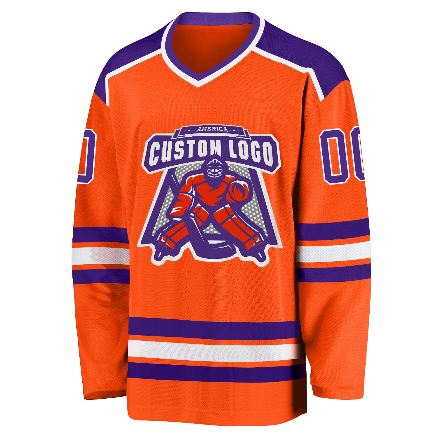 Personalized Orange Purple-White Hockey Jersey Team Custom Name and Number Personalized Orange Purple-White Hockey Jersey Team Custom Name and Number - Image 2