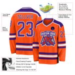 Personalized Orange Purple-White Hockey Jersey Team Custom Name and Number