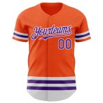 Personalized Orange Purple-White Line Authentic Baseball Jersey Team Custom Name and Number