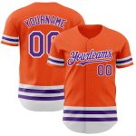 Personalized Orange Purple-White Line Authentic Baseball Jersey Team Custom Name and Number