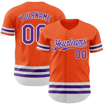 Personalized Orange Purple-White Line Authentic Baseball Jersey Team Custom Name and Number