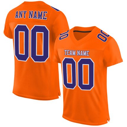 Personalized Orange Purple-White Mesh Authentic Football Jersey Team Custom Name and Number