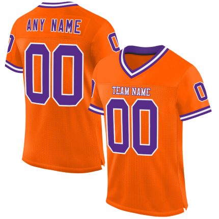 Personalized Orange Purple-White Mesh Authentic Throwback Football Jersey Team Custom Name and Number