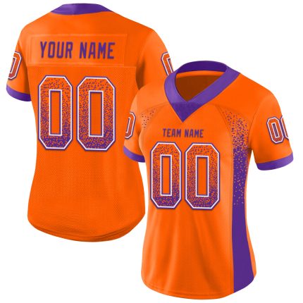 Personalized Orange Purple-White Mesh Drift Fashion Football Jersey Team Custom Name and Number
