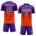 Personalized Orange Purple-White Sublimation Soccer Uniform Jersey Team Custom Name and Number