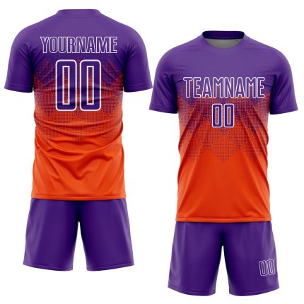 Personalized Orange Purple-White Sublimation Soccer Uniform Jersey Team Custom Name and Number