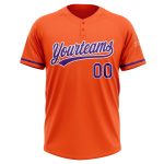Personalized Orange Purple-White Two-Button Unisex Softball Jersey