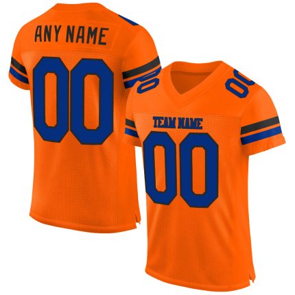Personalized Orange Royal-Black Mesh Authentic Football Jersey Team Custom Name and Number