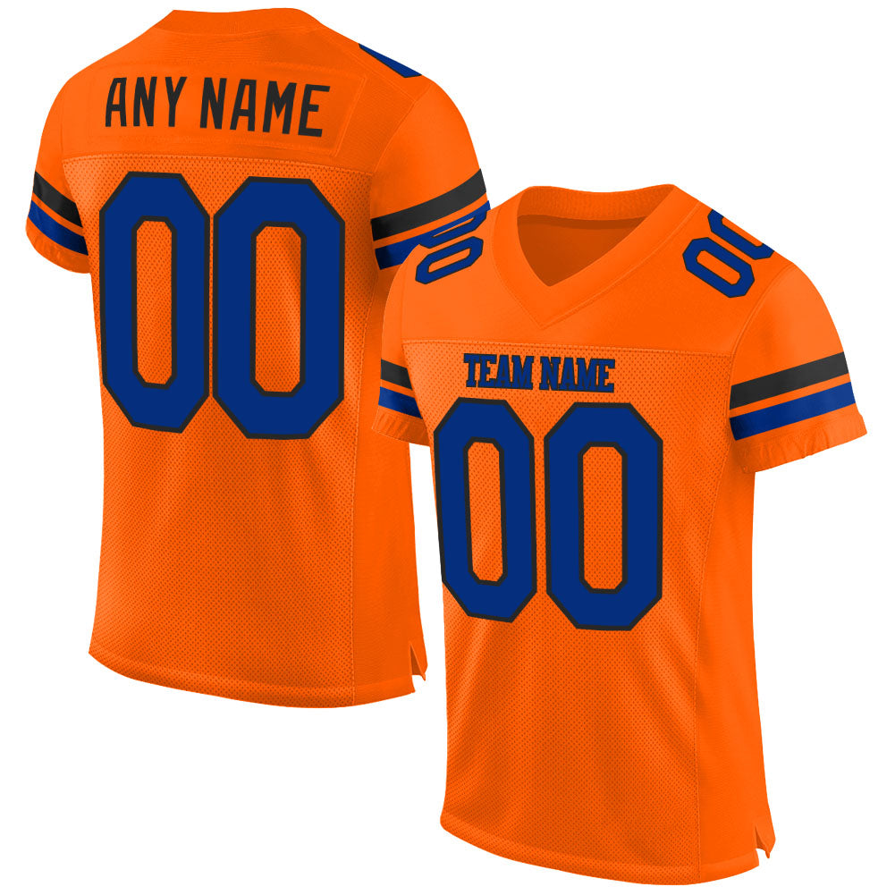 Personalized Orange Royal-Black Mesh Authentic Football Jersey Team Custom Name and Number