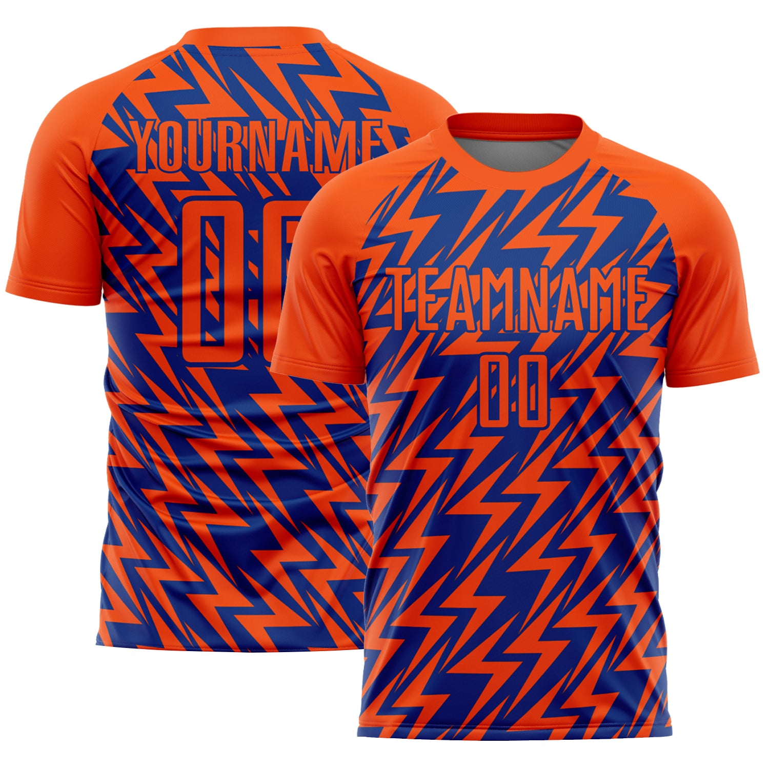 Personalized Orange Royal Lightning Sublimation Soccer Uniform Jersey Team Custom Name and Number