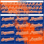 Personalized Orange Royal-White 3D Pattern Abstract Brush Stroke Two-Button Unisex Softball Jersey Team Custom Name and Number
