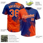 Personalized Orange Royal-White 3D Pattern Abstract Brush Stroke Two-Button Unisex Softball Jersey Team Custom Name and Number