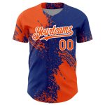 Personalized Orange Royal-White 3D Pattern Design Abstract Brush Stroke Authentic Baseball Jersey Team Custom Name and Number
