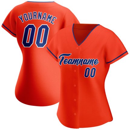 Personalized Orange Royal-White Authentic Baseball Jersey Team Custom Name and Number