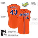 Personalized Orange Royal-White Authentic Sleeveless Baseball Jersey Team Custom Name and Number