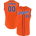 Personalized Orange Royal-White Authentic Sleeveless Baseball Jersey Team Custom Name and Number