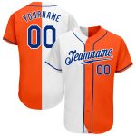 Personalized Orange Royal-White Authentic Split Fashion Baseball Jersey Team Custom Name and Number