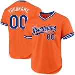 Personalized Orange Royal-White Authentic Throwback Baseball Jersey Team Custom Name and Number