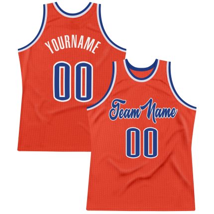 Personalized Orange Royal-White Authentic Throwback Basketball Jersey Team Custom Name and Number