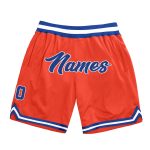 Personalized Orange Royal-White Authentic Throwback Basketball Shorts Team Custom Name and Number