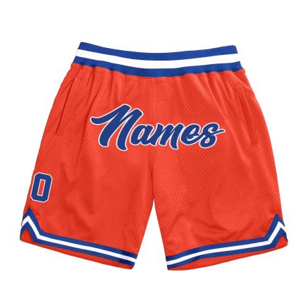 Personalized Orange Royal-White Authentic Throwback Basketball Shorts Team Custom Name and Number