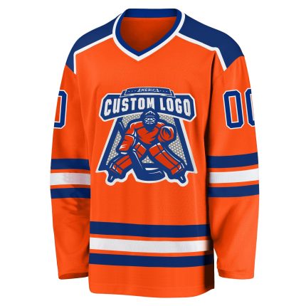 Personalized Orange Royal-White Hockey Jersey