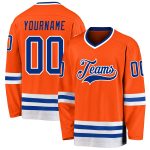 Personalized Orange Royal-White Hockey Jersey Team Custom Name and Number