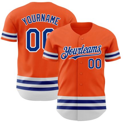 Personalized Orange Royal-White Line Authentic Baseball Jersey Team Custom Name and Number