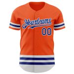 Personalized Orange Royal-White Line Authentic Baseball Jersey Team Custom Name and Number