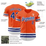 Personalized Orange Royal-White Line Authentic Baseball Jersey Team Custom Name and Number