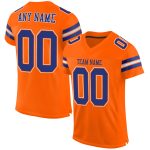 Personalized Orange Royal-White Mesh Authentic Football Jersey Team Custom Name and Number