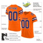 Personalized Orange Royal-White Mesh Authentic Football Jersey Team Custom Name and Number