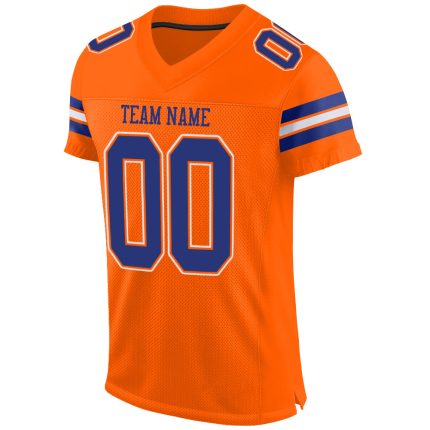 Personalized Orange Royal-White Mesh Authentic Football Jersey Team Custom Name and Number