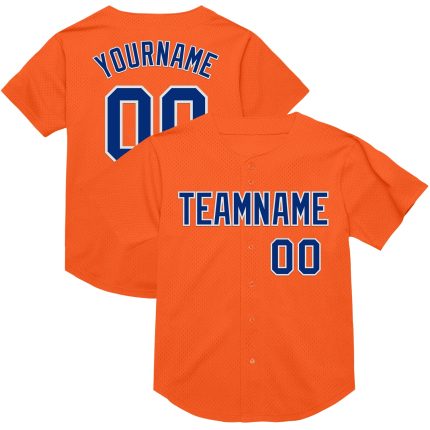 Personalized Orange Royal-White Mesh Authentic Throwback Baseball Jersey