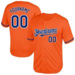 Personalized Orange Royal-White Mesh Authentic Throwback Baseball Jersey Team Custom Name and Number