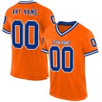 Personalized Orange Royal-White Mesh Authentic Throwback Football Jersey Team Custom Name and Number