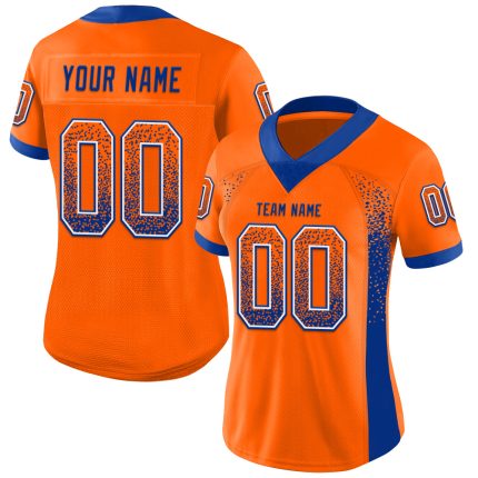 Personalized Orange Royal-White Mesh Drift Fashion Football Jersey Team Custom Name and Number