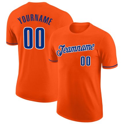 Personalized Orange Royal-White Performance T-Shirt Team Custom Name and Number
