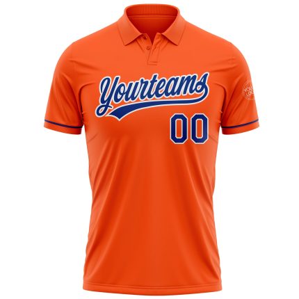 Personalized Orange Royal-White Performance Vapor Golf Polo Shirt Team Custom Name and Number