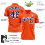 Personalized Orange Royal-White Performance Vapor Golf Polo Shirt Team Custom Name and Number