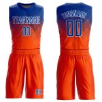 Personalized Orange Royal-White Round Neck Sublimation Basketball Suit Jersey Team Custom Name and Number